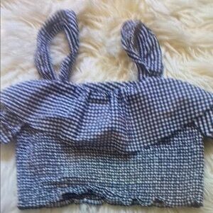 Blue Gingham Kids Tank Top